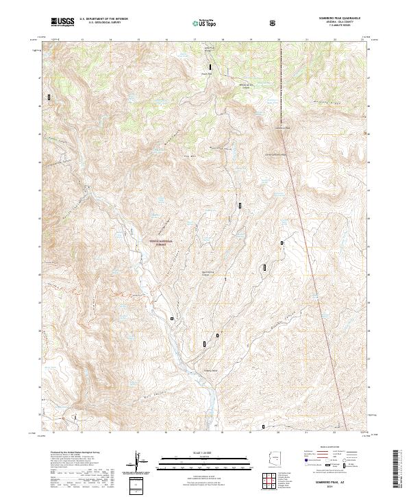 US Topo 7.5-minute map for Sombrero Peak AZ