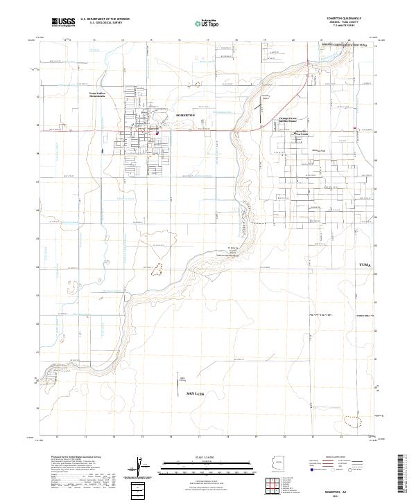 USGS US Topo 7.5-minute map for Somerton AZ 2021