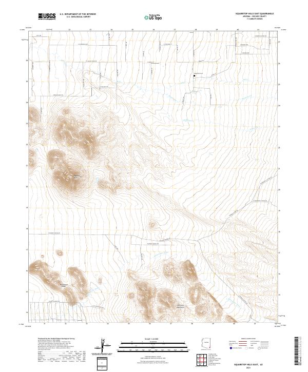 USGS US Topo 7.5-minute map for Squaretop Hills East AZ 2021