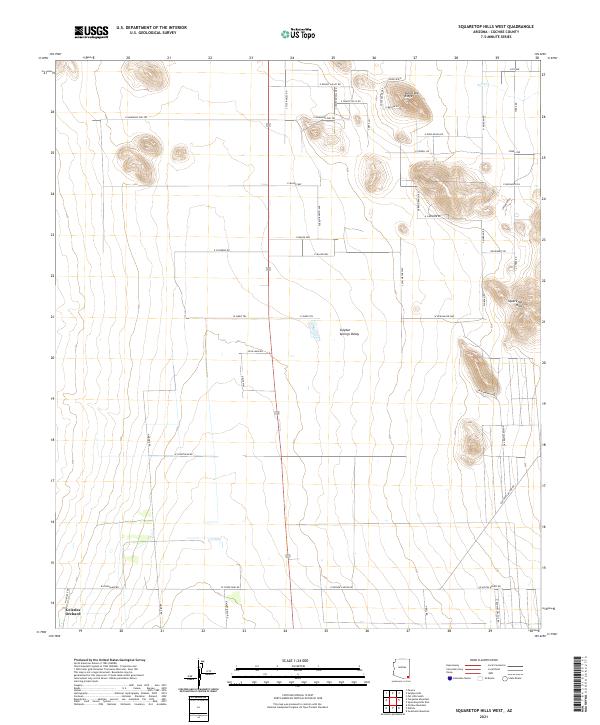 USGS US Topo 7.5-minute map for Squaretop Hills West AZ 2021