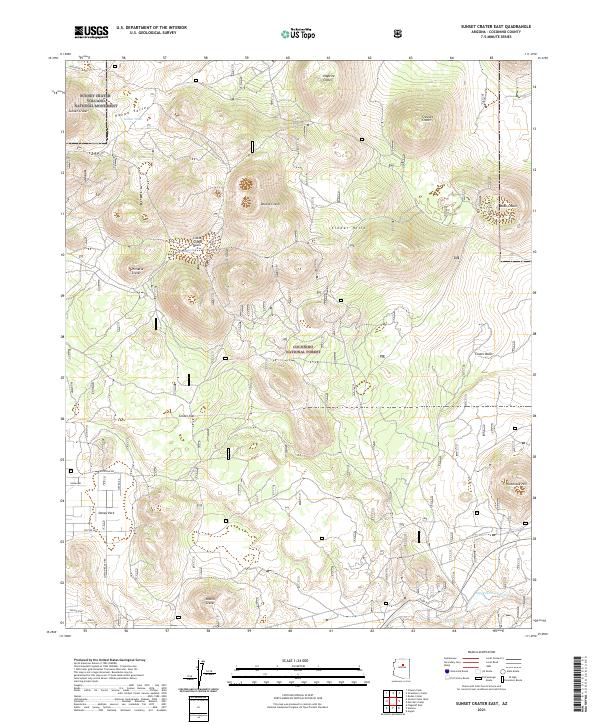 US Topo 7.5-minute map for Sunset Crater East AZ