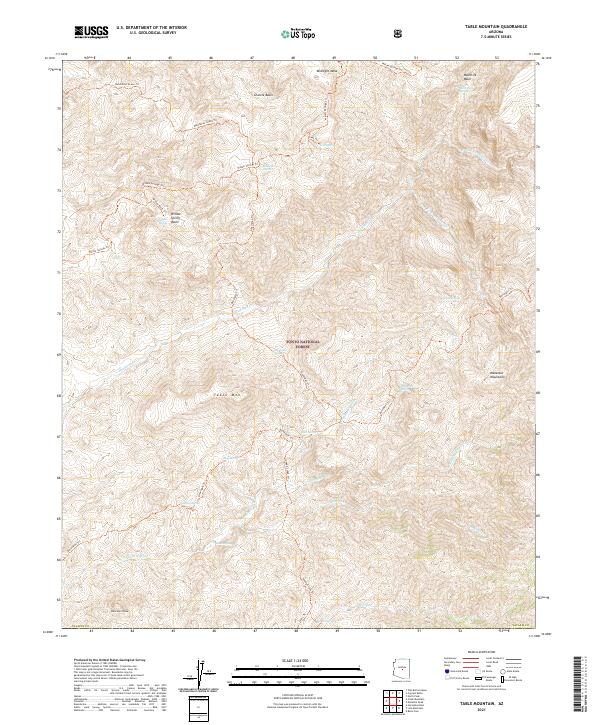 US Topo 7.5-minute map for Table Mountain AZ