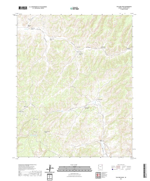 US Topo 7.5-minute map for Tah Chee Wash AZ