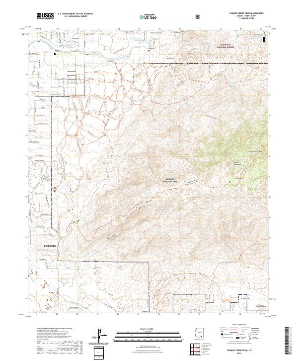 US Topo 7.5-minute map for Tanque Verde Peak AZ