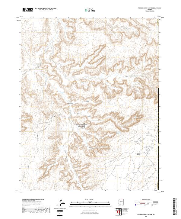 US Topo 7.5-minute map for Toenleshushe Canyon AZ