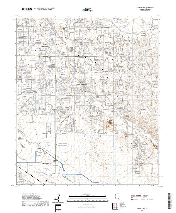 US Topo 7.5-minute map for Tucson East AZ