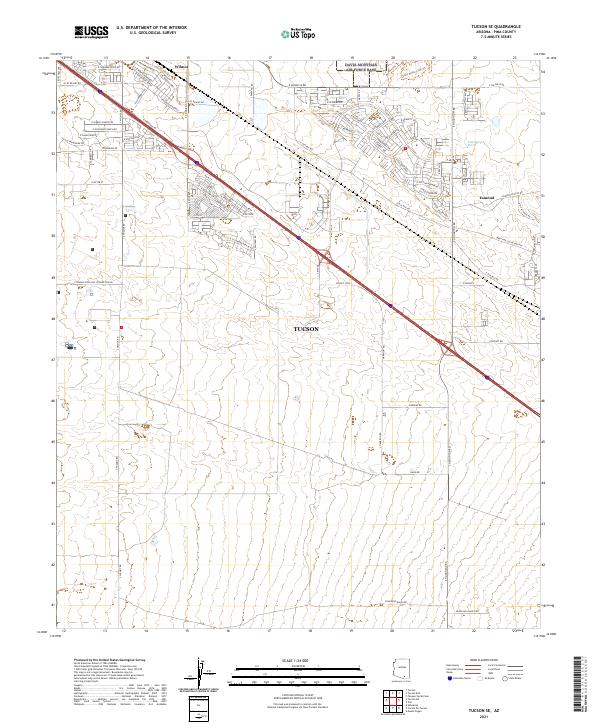 US Topo 7.5-minute map for Tucson SE AZ