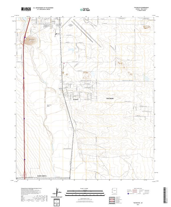 US Topo 7.5-minute map for Tucson SW AZ