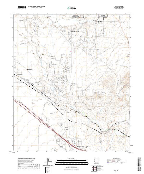 US Topo 7.5-minute map for Vail AZ