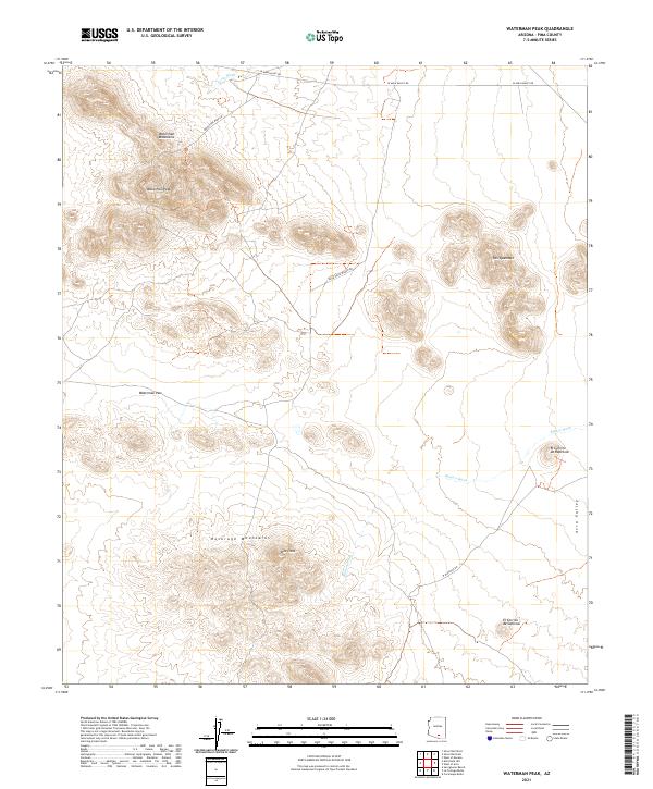 US Topo 7.5-minute map for Waterman Peak AZ