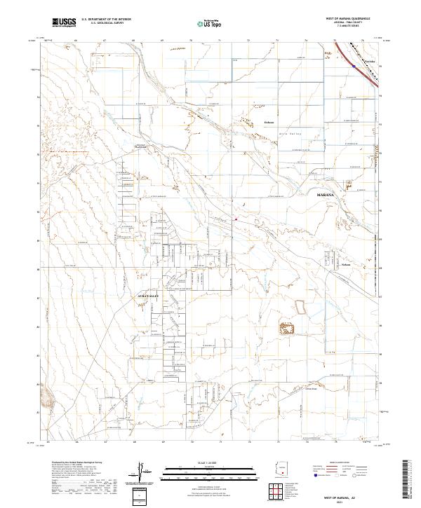 US Topo 7.5-minute map for West of Marana AZ