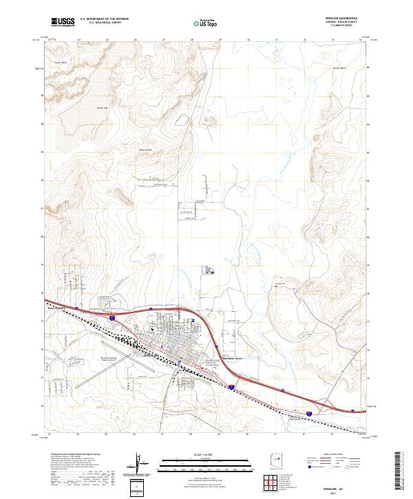 US Topo 7.5-minute map for Winslow AZ – American Map Store