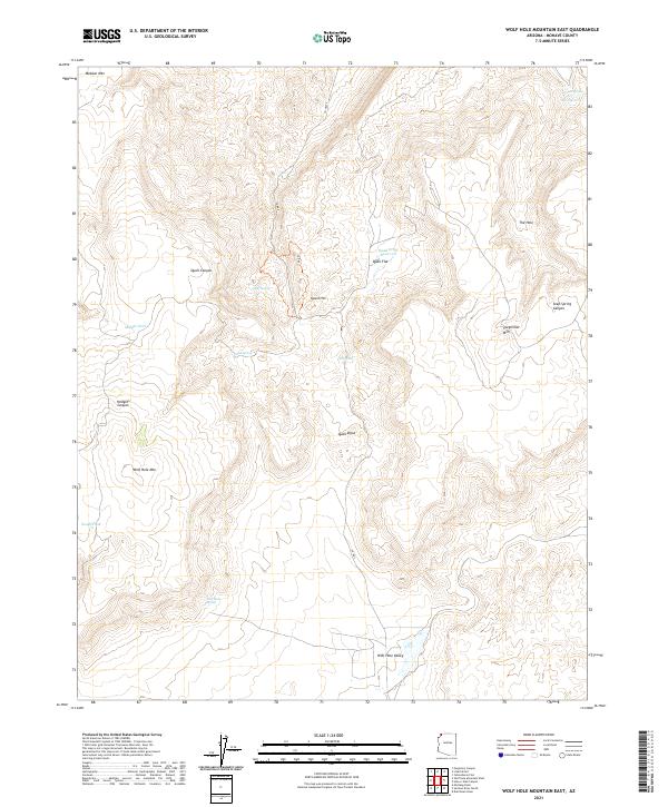 US Topo 7.5-minute map for Wolf Hole Mountain East AZ