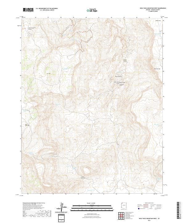 US Topo 7.5-minute map for Wolf Hole Mountain West AZ