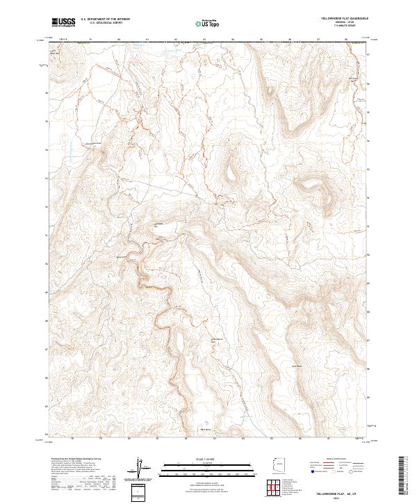 US Topo 7.5-minute map for Yellowhorse Flat AZUT