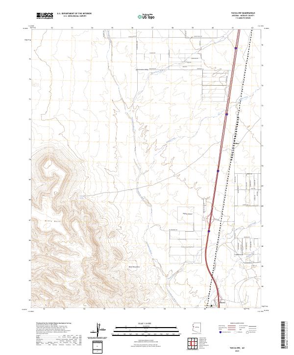 US Topo 7.5-minute map for Yucca NW AZ