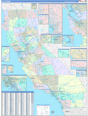 Color Cast Style California Wall Map by Market Maps