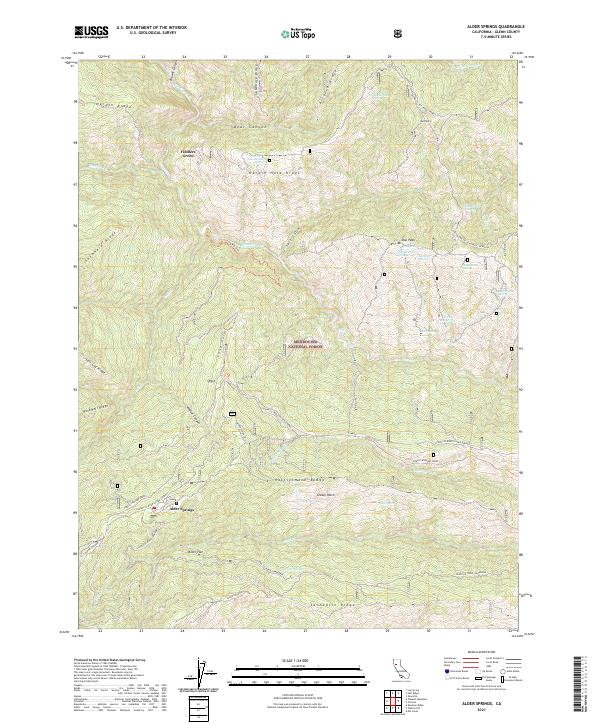 US Topo 7.5-minute map for Alder Springs CA