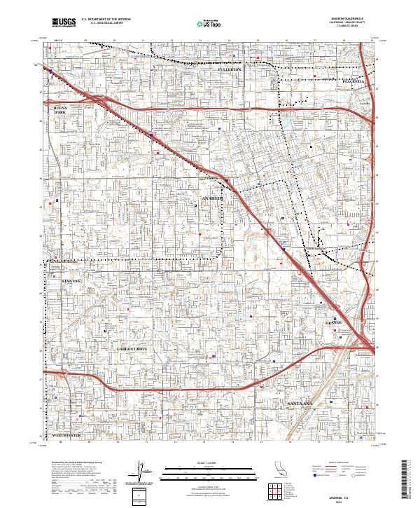 US Topo 7.5-minute map for Anaheim CA