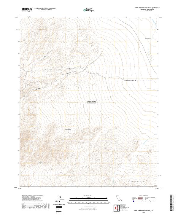 US Topo 7.5-minute map for Anvil Spring Canyon East CA