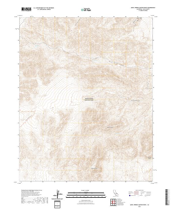 US Topo 7.5-minute map for Anvil Spring Canyon West CA