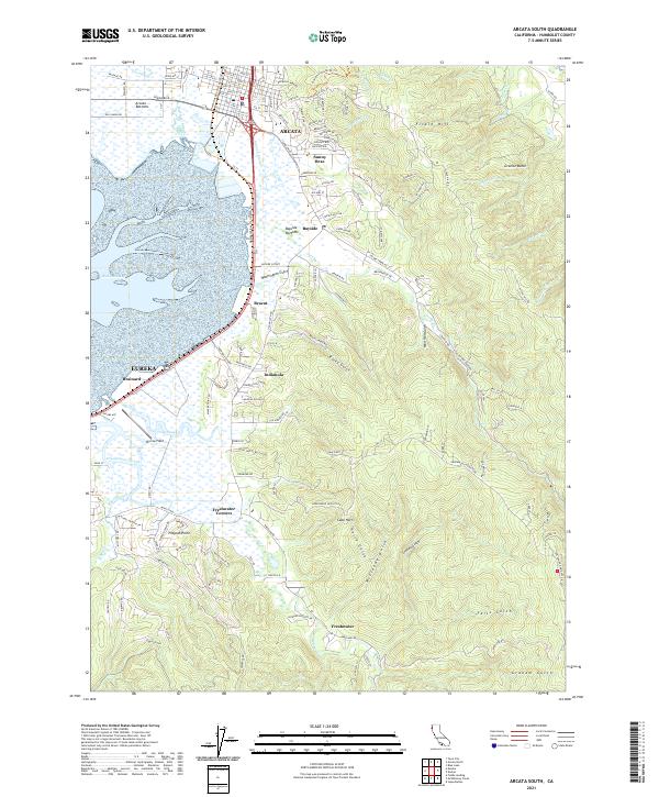 US Topo 7.5-minute map for Arcata South CA