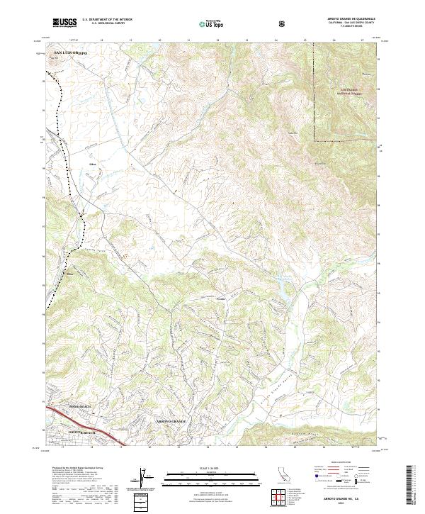 US Topo 7.5-minute map for Arroyo Grande NE CA