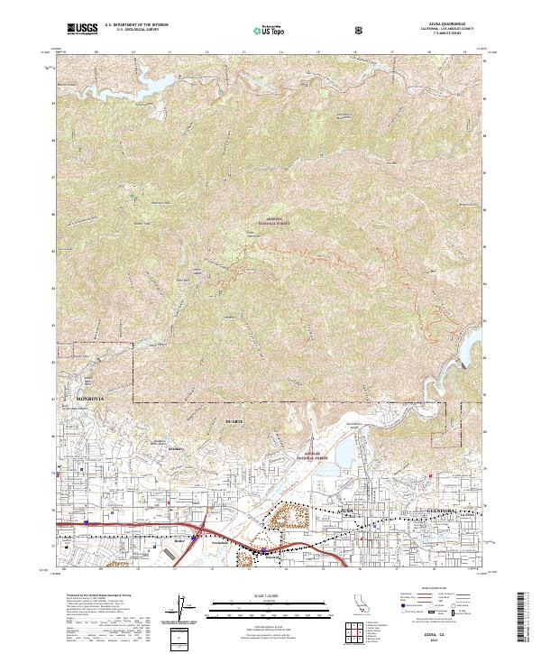 US Topo 7.5-minute map for Azusa CA