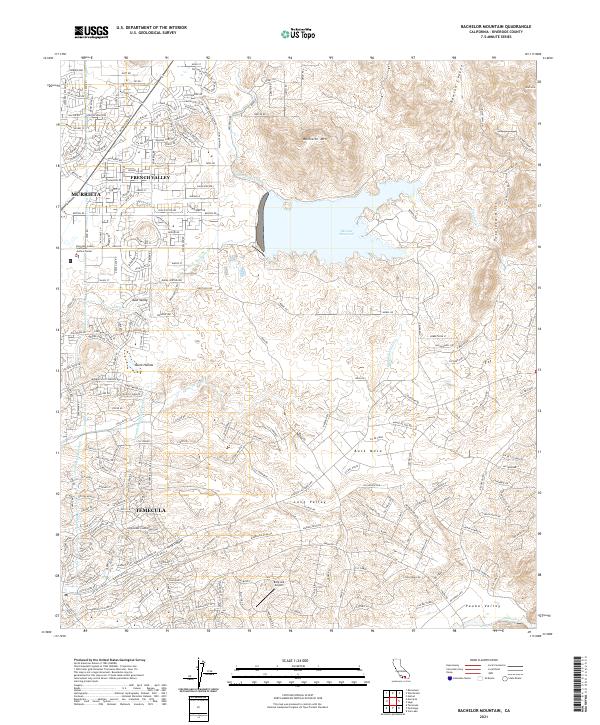 US Topo 7.5-minute map for Bachelor Mountain CA