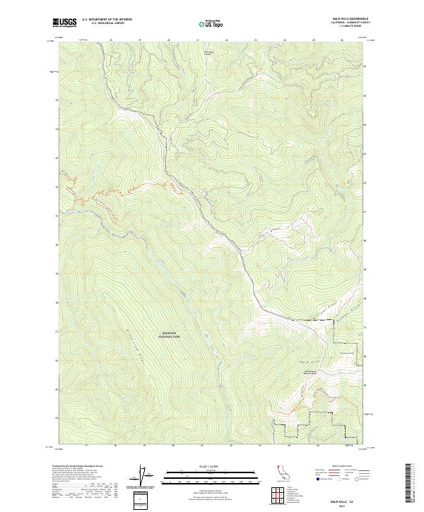 US Topo 7.5-minute map for Bald Hills CA