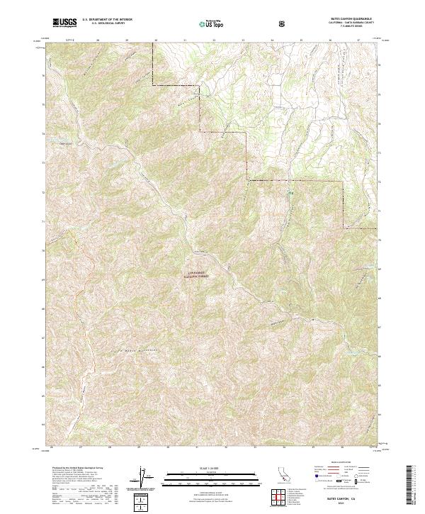 US Topo 7.5-minute map for Bates Canyon CA