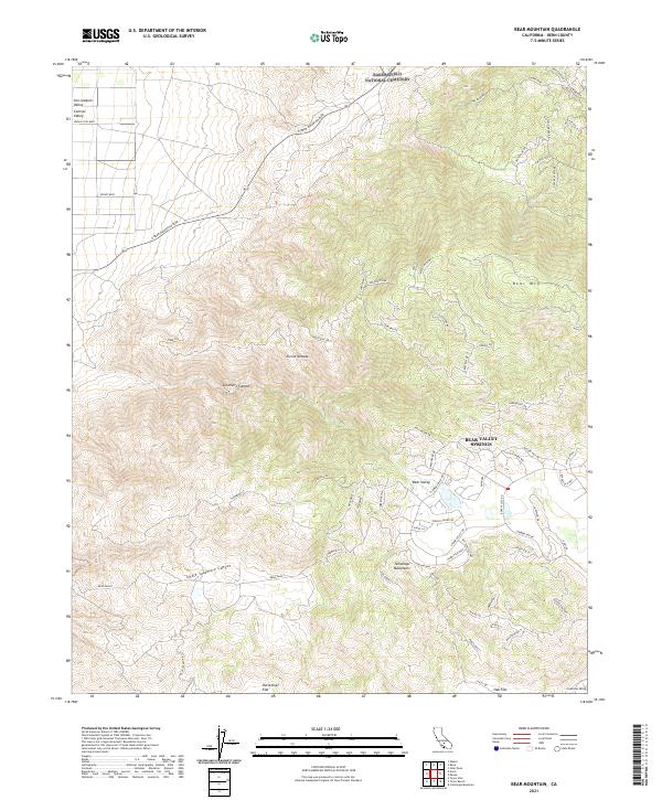 US Topo 7.5-minute map for Bear Mountain CA