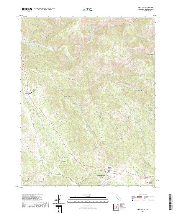 US Topo 7.5-minute map for Bear Valley CA