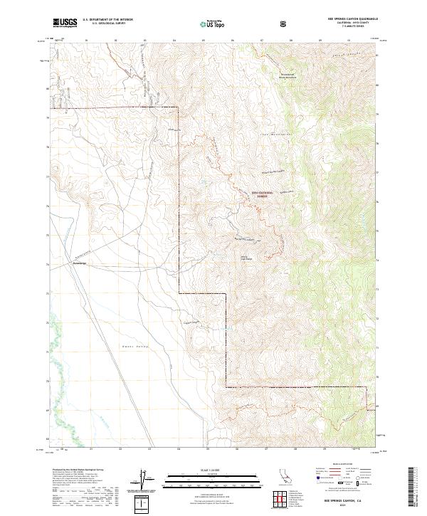 US Topo 7.5-minute map for Bee Springs Canyon CA