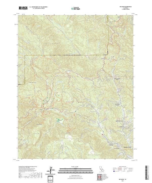 US Topo 7.5-minute map for Big Basin CA