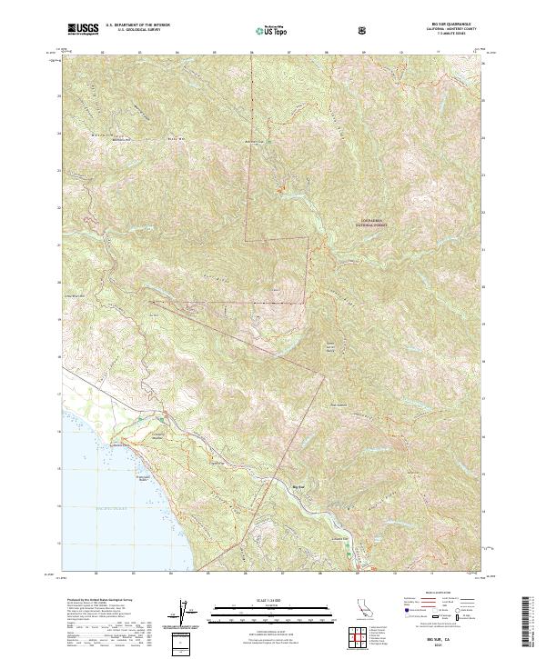 US Topo 7.5-minute map for Big Sur CA