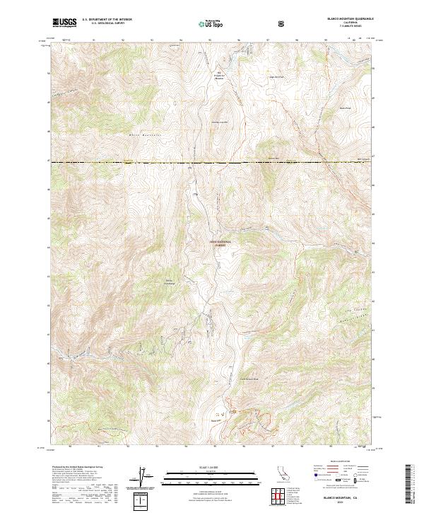 US Topo 7.5-minute map for Blanco Mountain CA