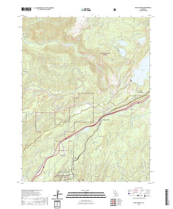 US Topo 7.5-minute map for Blue Canyon CA