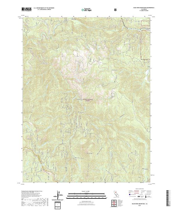 US Topo 7.5-minute map for Blue Nose Mountain CA