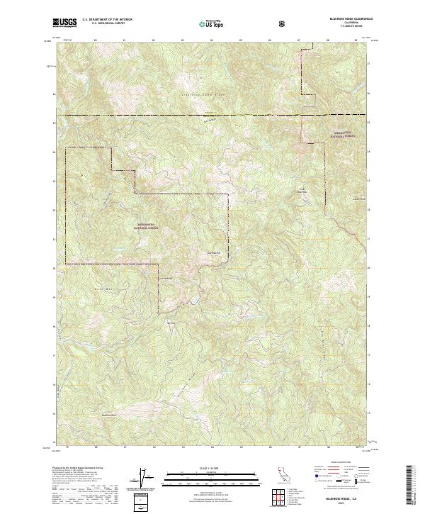 US Topo 7.5-minute map for Bluenose Ridge CA