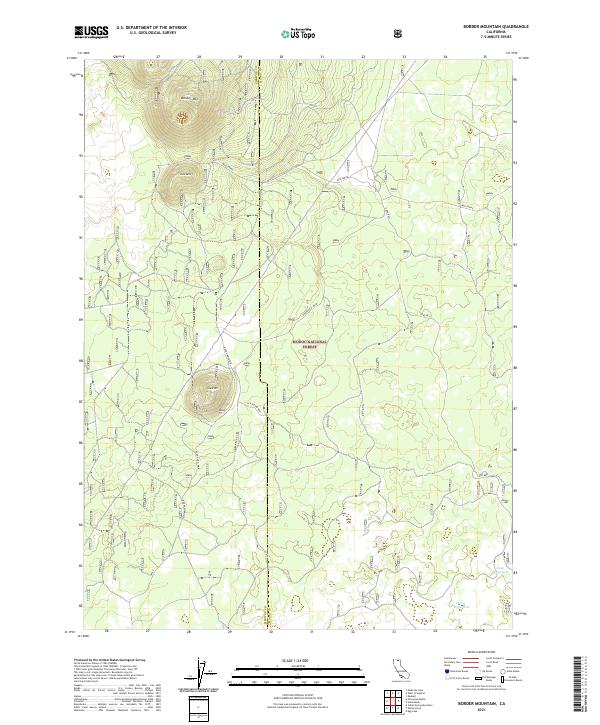 US Topo 7.5-minute map for Border Mountain CA