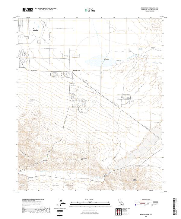 US Topo 7.5-minute map for Borrego Sink CA