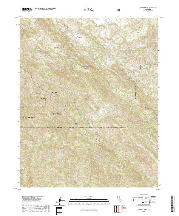 US Topo 7.5-minute map for Burnett Peak CA