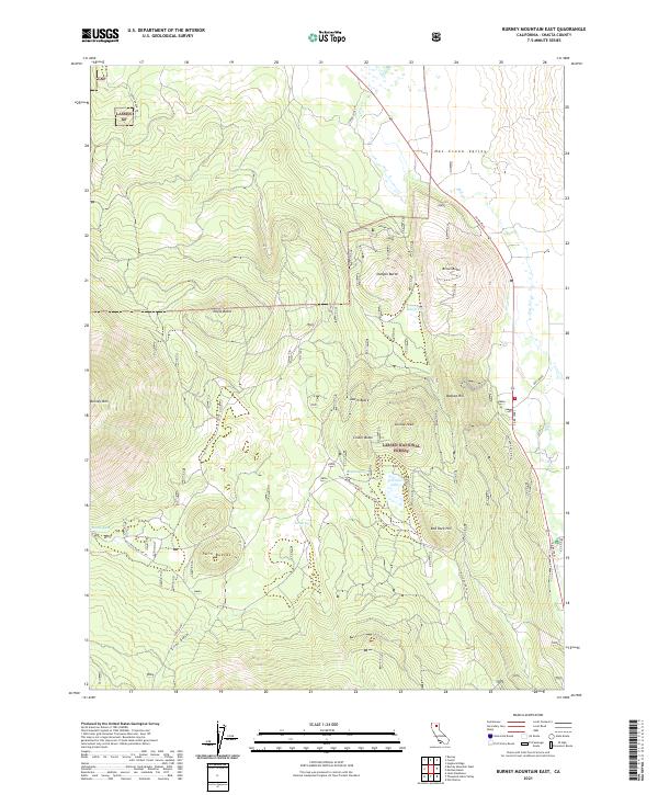 US Topo 7.5-minute map for Burney Mountain East CA