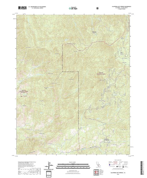 US Topo 7.5-minute map for California Hot Springs CA