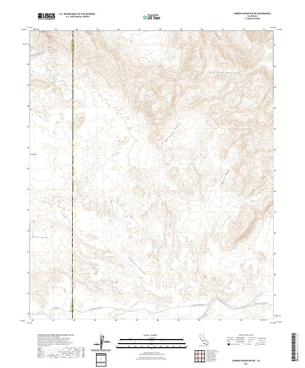 US Topo 7.5-minute map for Carrizo Mountain NE CA