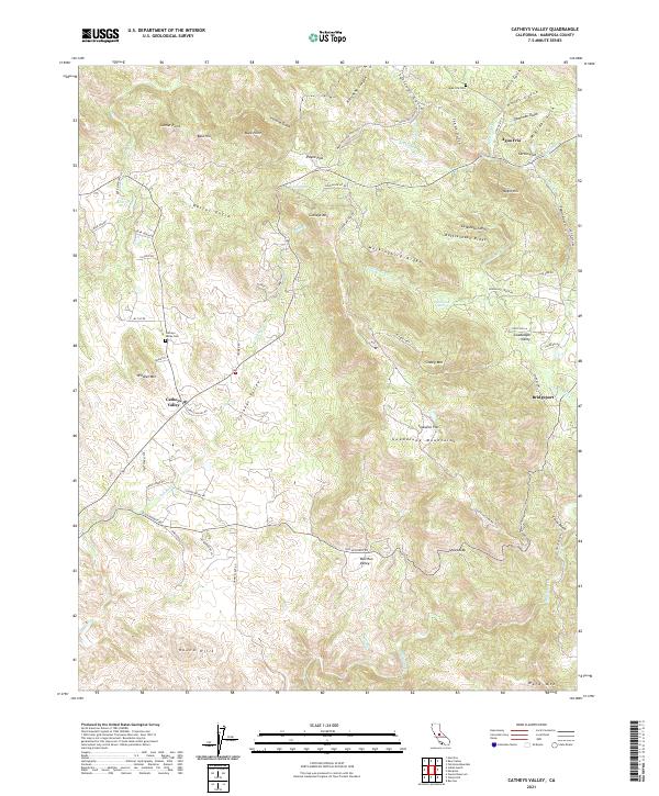 US Topo 7.5-minute map for Catheys Valley CA