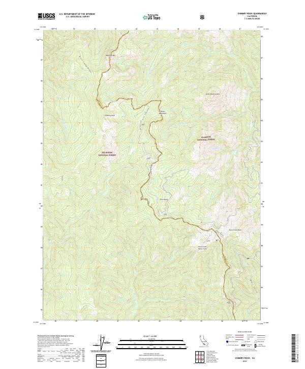 US Topo 7.5-minute map for Chimney Rock CA