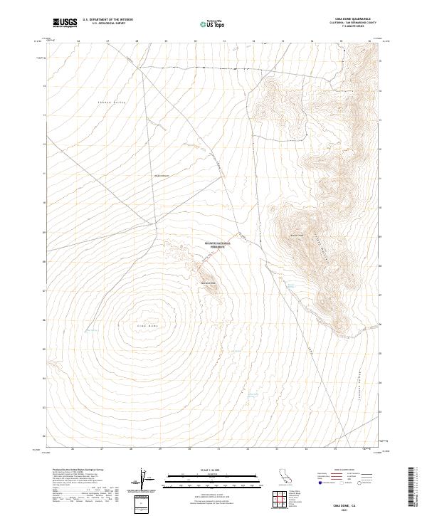 US Topo 7.5-minute map for Cima Dome CA