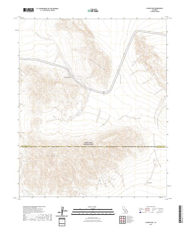 US Topo 7.5-minute map for Clarks Pass CA